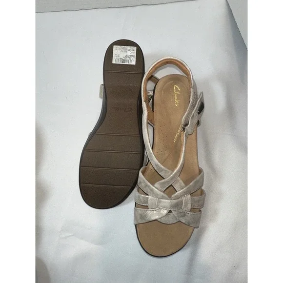 Clarks Women's Tuleah Cross Metallic Leather Sz 10 - Picture 7 of 9